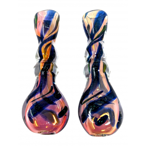 3" Silver Fumed Double Rim Dicro Art Chillum Hand Pipe - (Pack of 2) [RKP288]